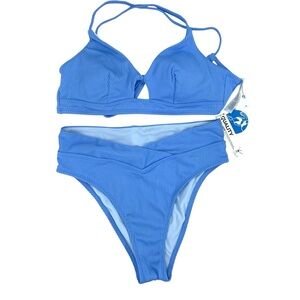 Cupshe Blue Stripe Bikini Swimsuit New